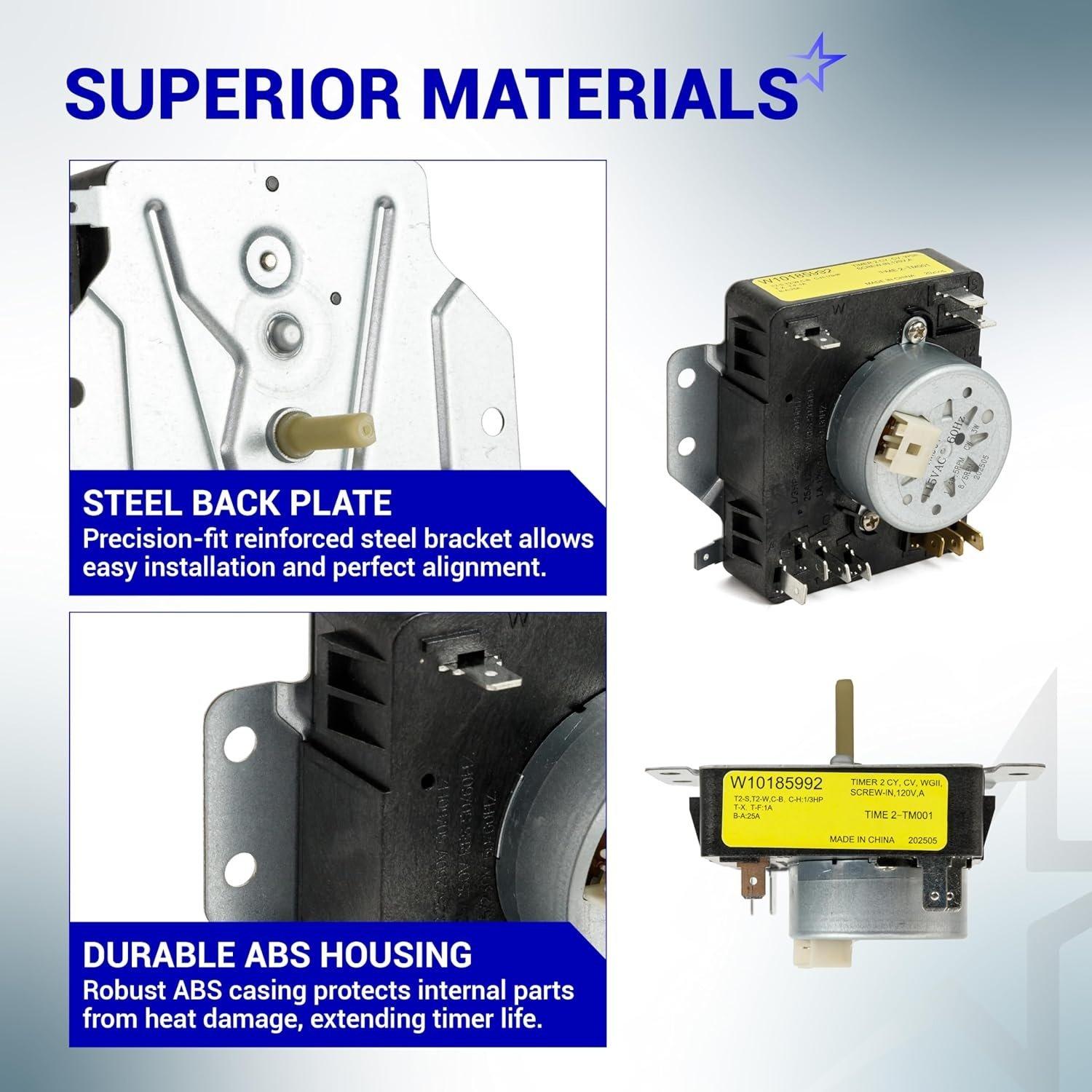 [Lifetime Warranty] W10185992 Dryer Timer - Compatible with Maytag Whirlpool Crosley Kenmore Model - Replaces 1481708 AP6016542 PS11749833 EAP11749833 418-095-20-B5 image 3