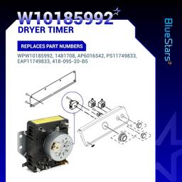 [Lifetime Warranty] W10185992 Dryer Timer - Compatible with Maytag Whirlpool Crosley Kenmore Model - Replaces 1481708 AP6016542 PS11749833 EAP11749833 418-095-20-B5 thumbnail 8