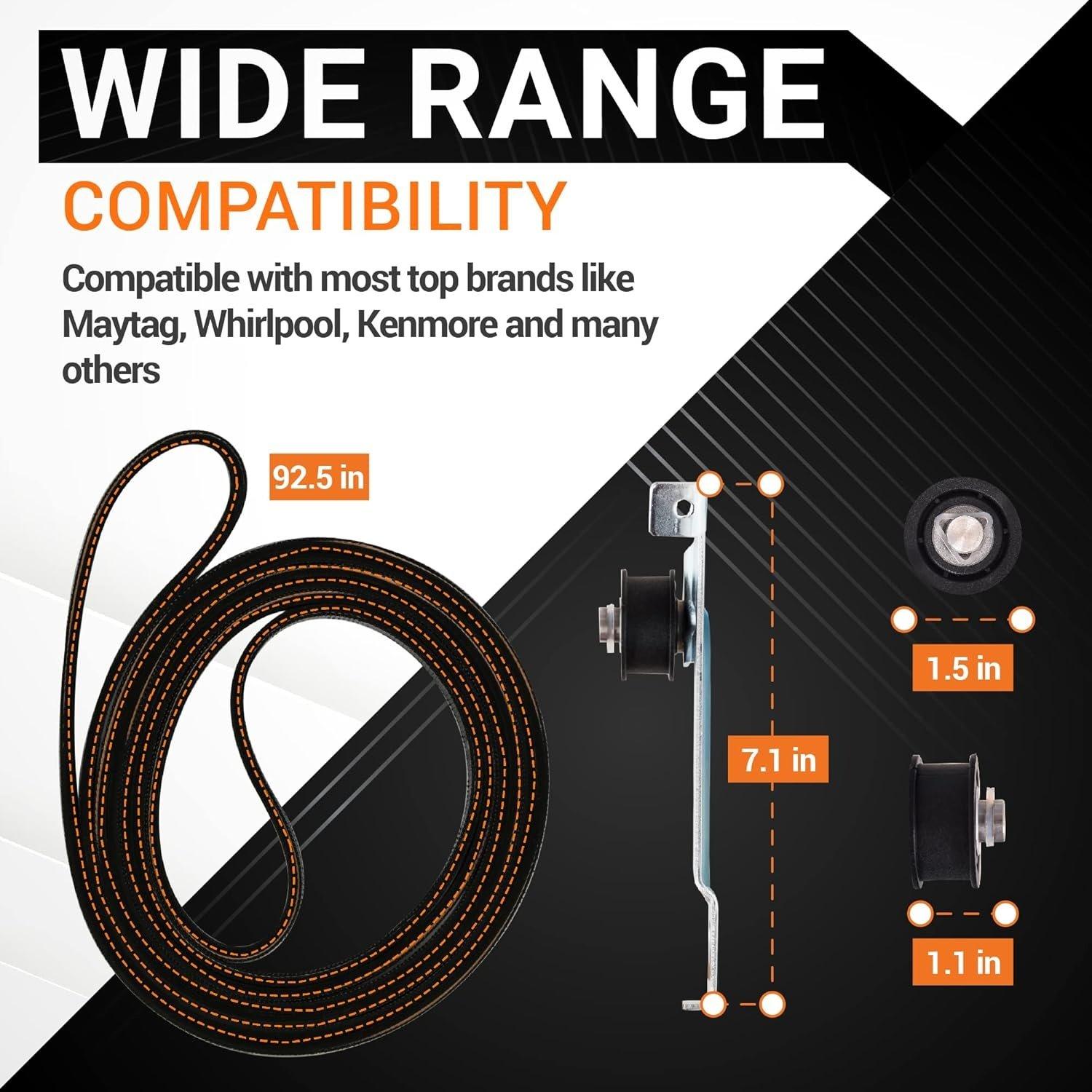 [Lifetime Warranty] 8547174 Dryer Idler Pulley & 8547168 Drive Drum Belt Replacement - Compatible with Whirlpool Amana Dryers - Replaces AP5983811 AP6013154 PS11746376 image 1