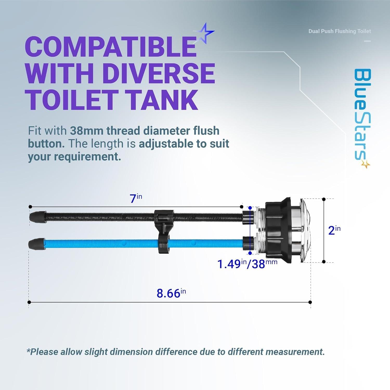 [Lifetime Warranty] 38mm/1.5in Thread Diameter Dual Push Flushing Toilet Water Tank Button - Pack of 2 image 3