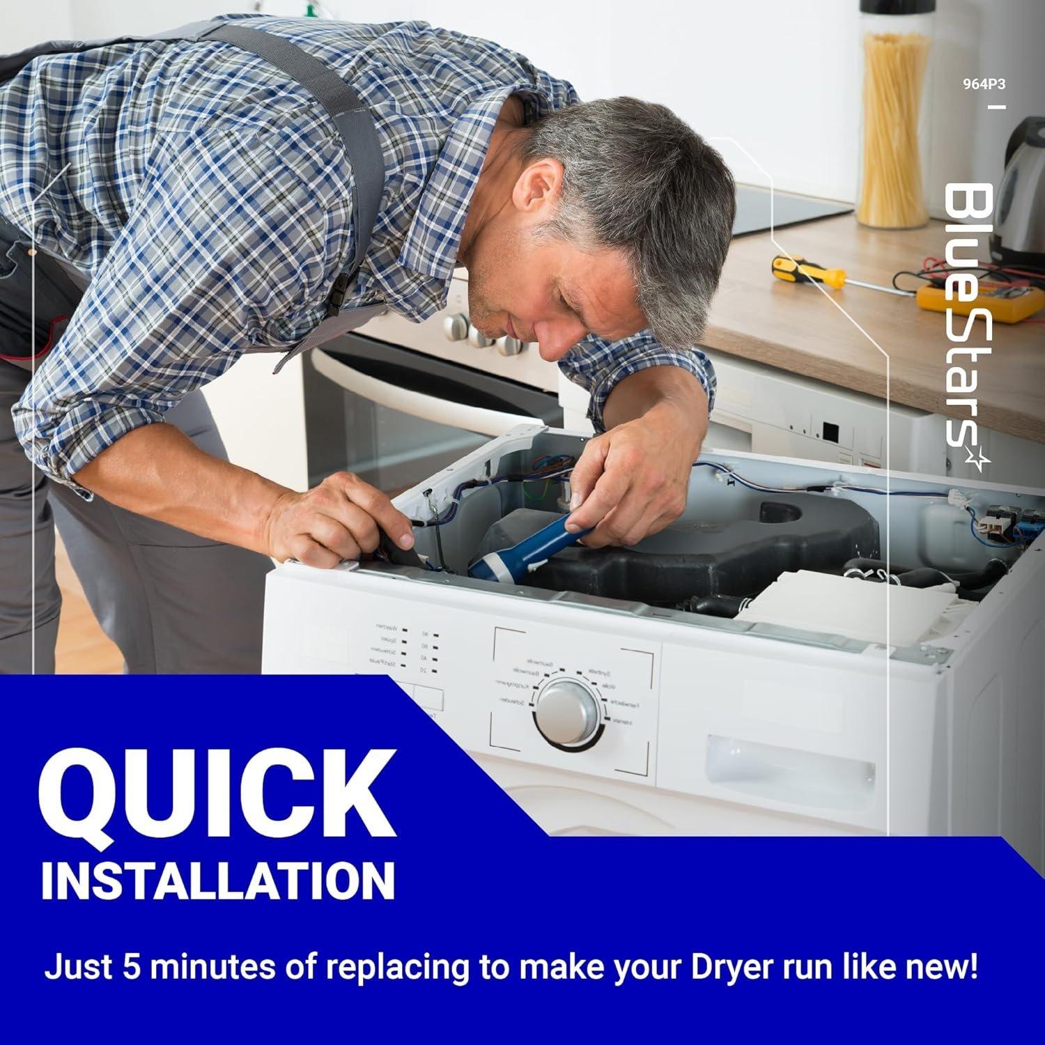 [Lifetime Warranty] ADE3LRGS171TW01 ADE3SRGS175TW01 ADE3SRGS173TW01 ADE4BRGS176TW01 ADE9RYS177TW01 Dryer Heating Element Kit for Speed Queen Dryers - Replaces 503978 964P3 61927 2304695, Include Thermal Fuse image 3