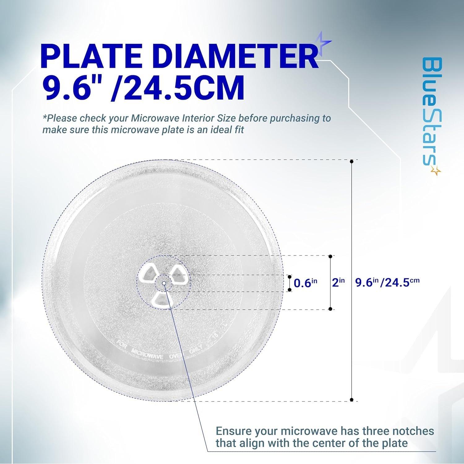 Microwave Glass Plate 9.6" / 24.5cm - Replaces BT-3110 - Universal Fit for Samsung Kenmore LG Sears Kenmore Emerson Panasonic HighPointe Microwaves Ovens - Durable Y-Type Turntable image 1