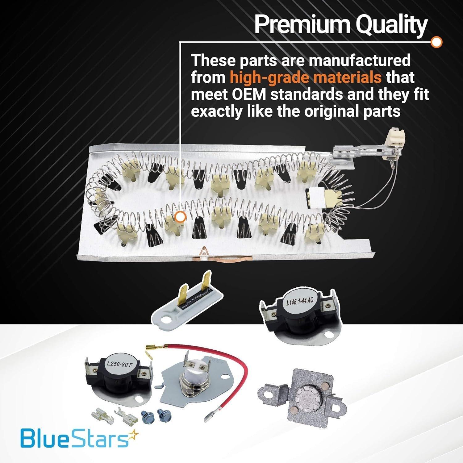 3387747 Dryer Heating Element 279816 Thermostat 279973 3392519 Thermal cut-off Fuse Kit image 4