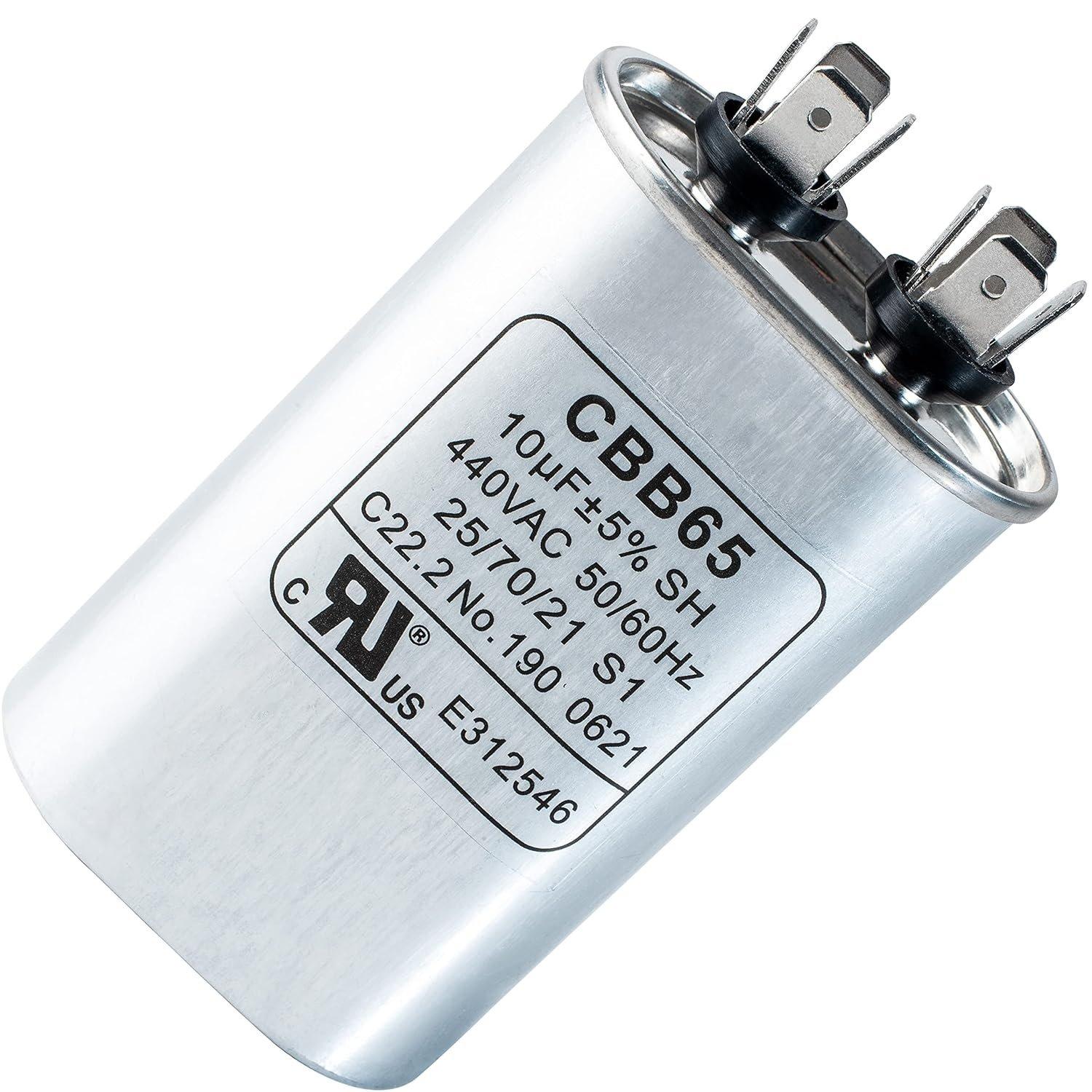 [Lifetime Warranty] 10 uF MFD ±5% 370/440 VAC CBB65 Oval Run Start Capacitor - Fits AC Motor Run, Fan Start, Heat Pump image 0