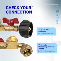 [Lifetime Warranty] Propane Refill Adapter 1lb - 20lb Converter with Valve and Gauge thumbnail 4