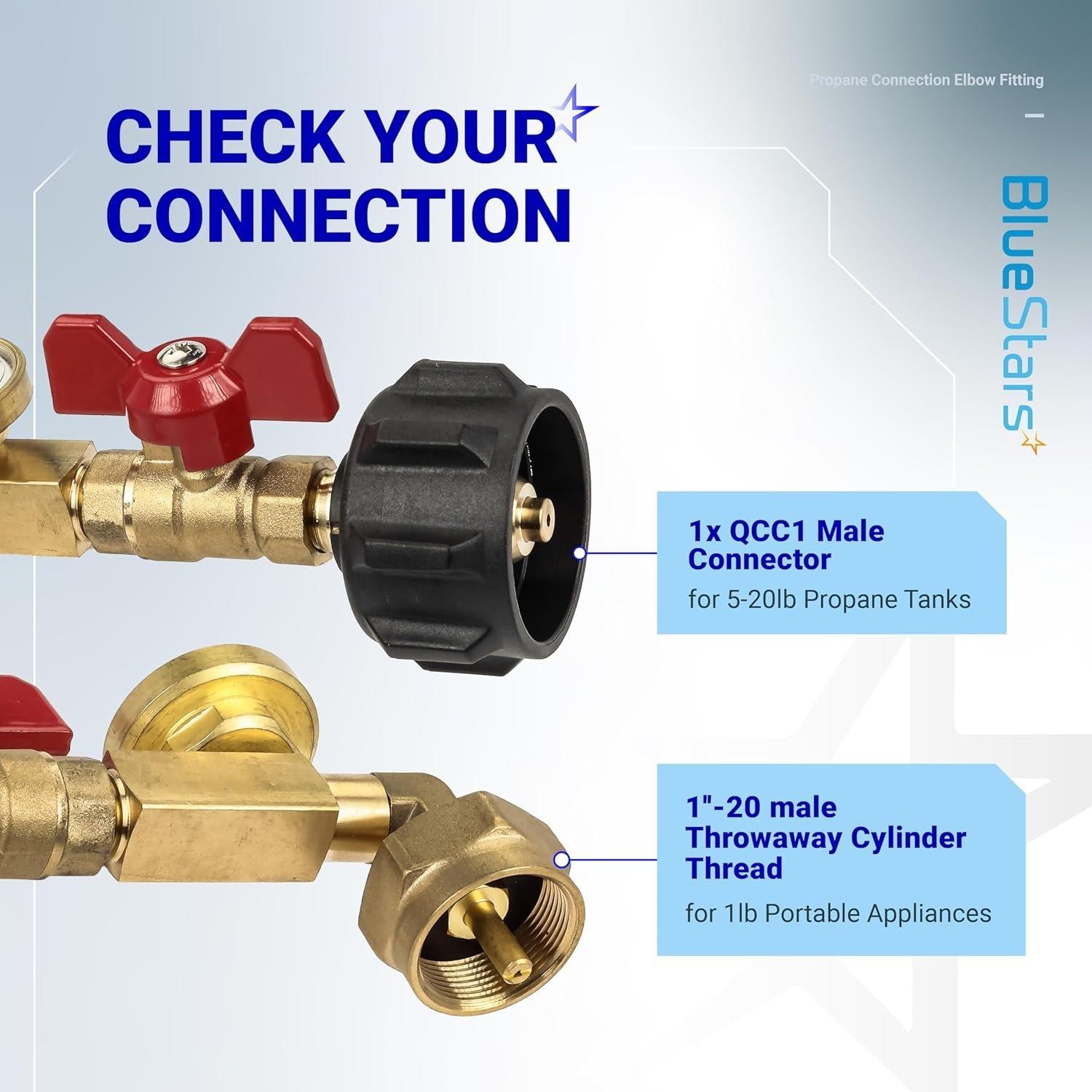 [Lifetime Warranty] Propane Refill Adapter 1lb - 20lb Converter with Valve and Gauge image 4