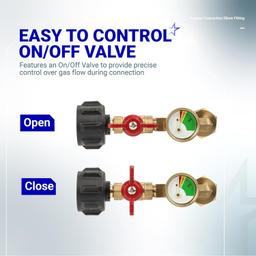 [Lifetime Warranty] Propane Refill Adapter 1lb - 20lb Converter with Valve and Gauge thumbnail 5