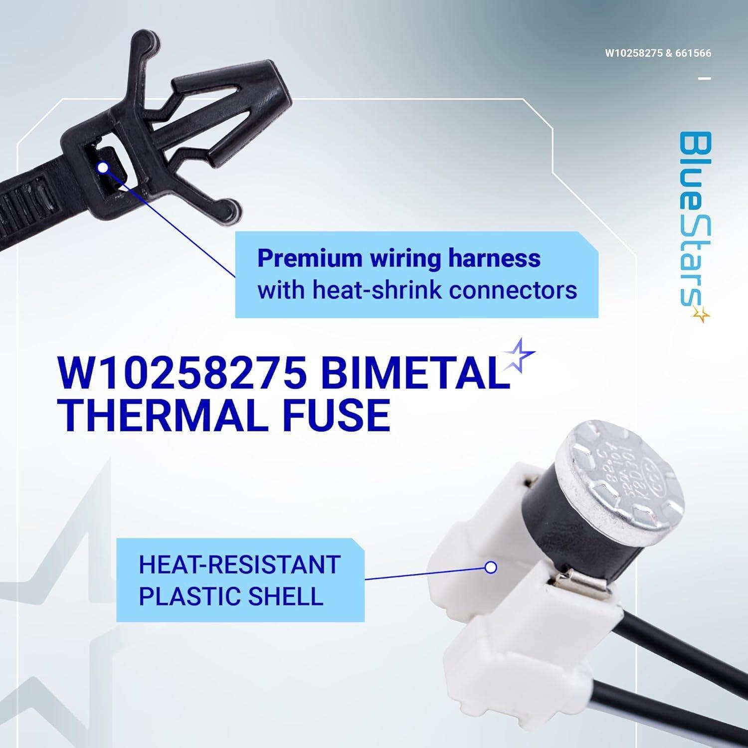 W10258275 & 661566 Dishwasher Bimetal Thermal Fuse and Thermostat Kit image 3