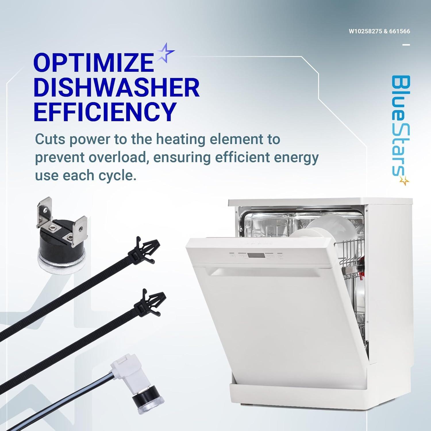 W10258275 & 661566 Dishwasher Bimetal Thermal Fuse and Thermostat Kit image 6