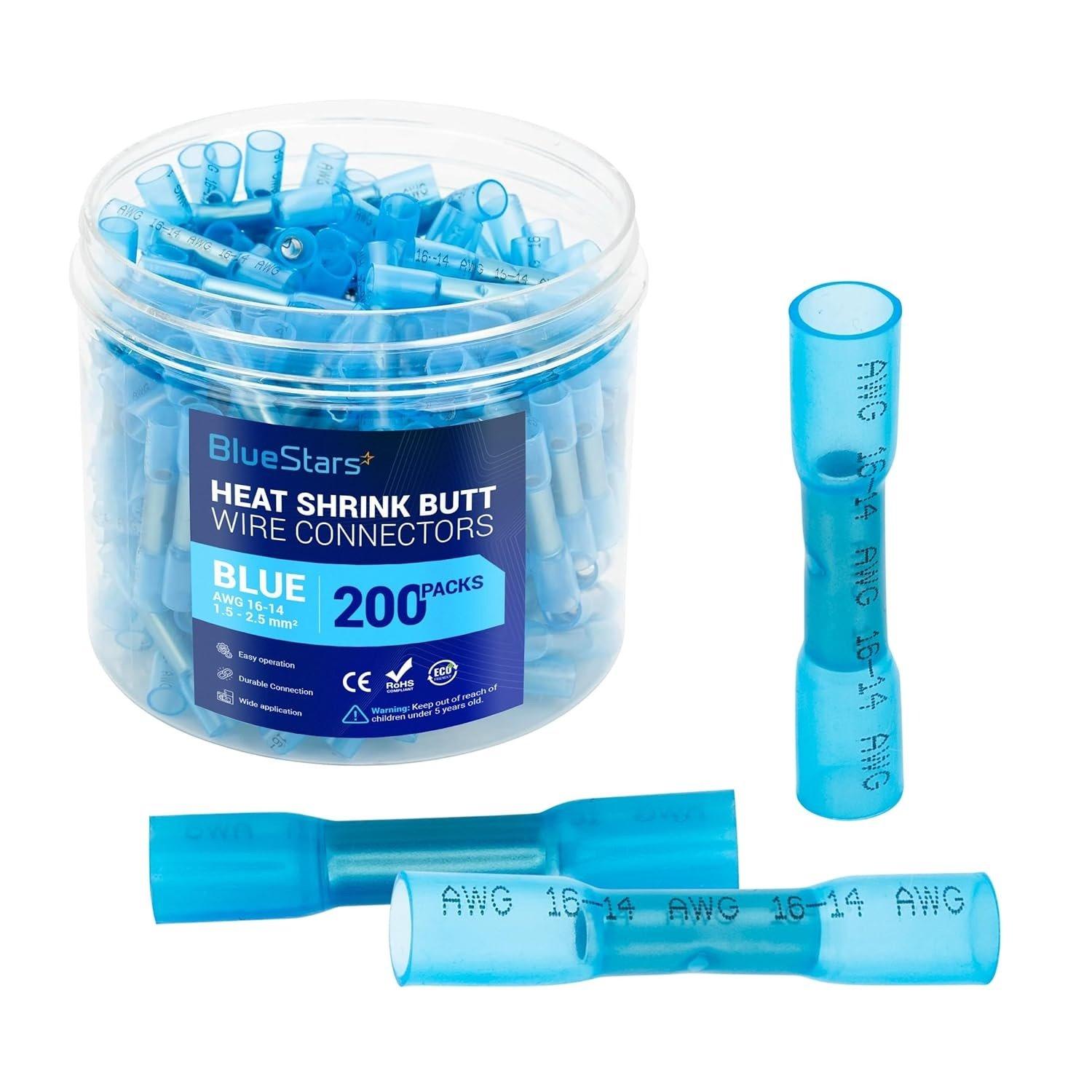 [Lifetime Warranty] Blue AWG (16-14) Heat Shrink Butt Wire Connectors image 0