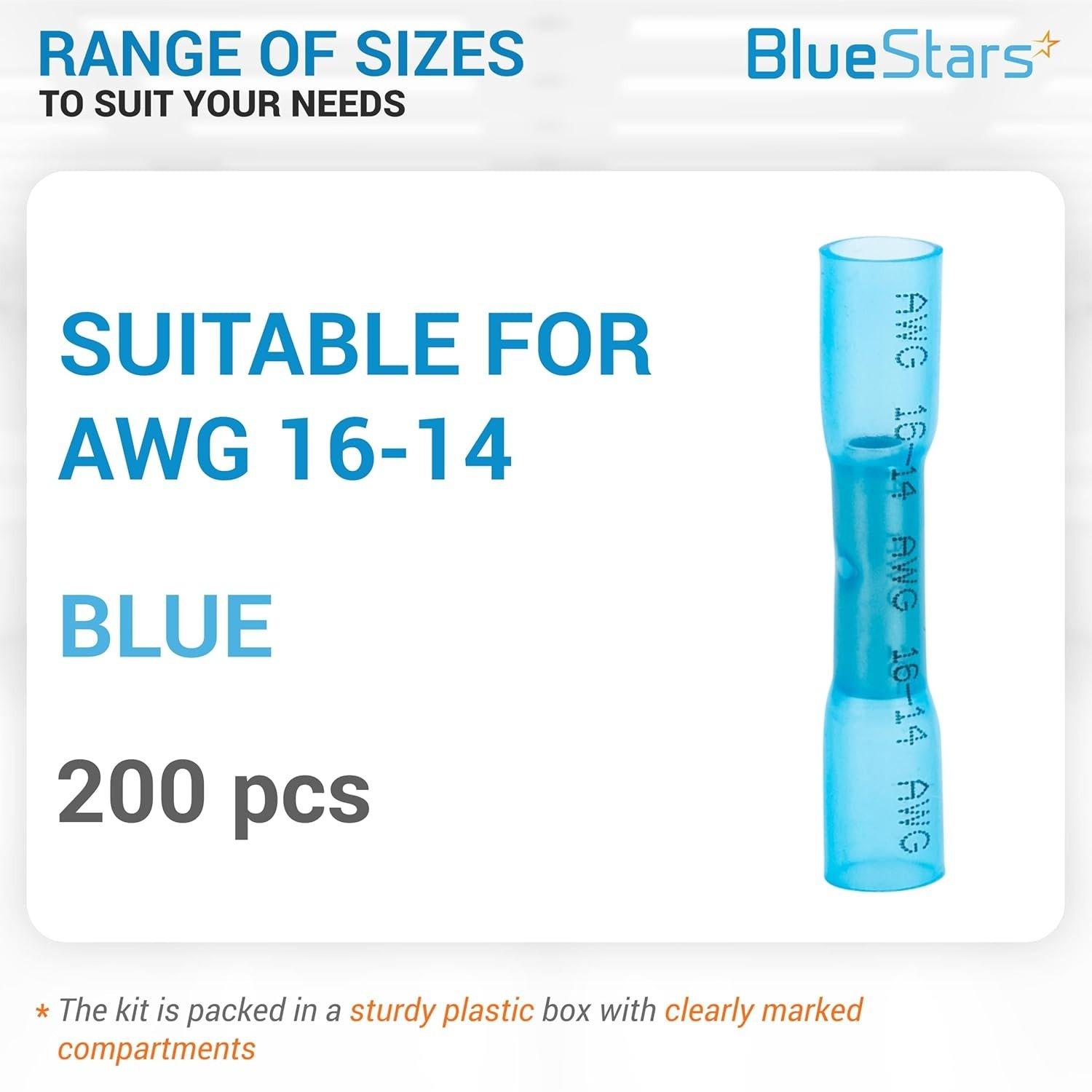 [Lifetime Warranty] Blue AWG (16-14) Heat Shrink Butt Wire Connectors image 1