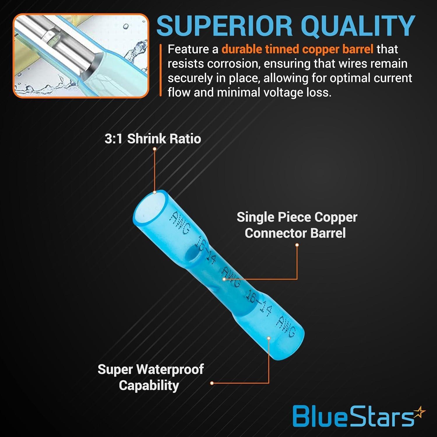 [Lifetime Warranty] Blue AWG (16-14) Heat Shrink Butt Wire Connectors image 5