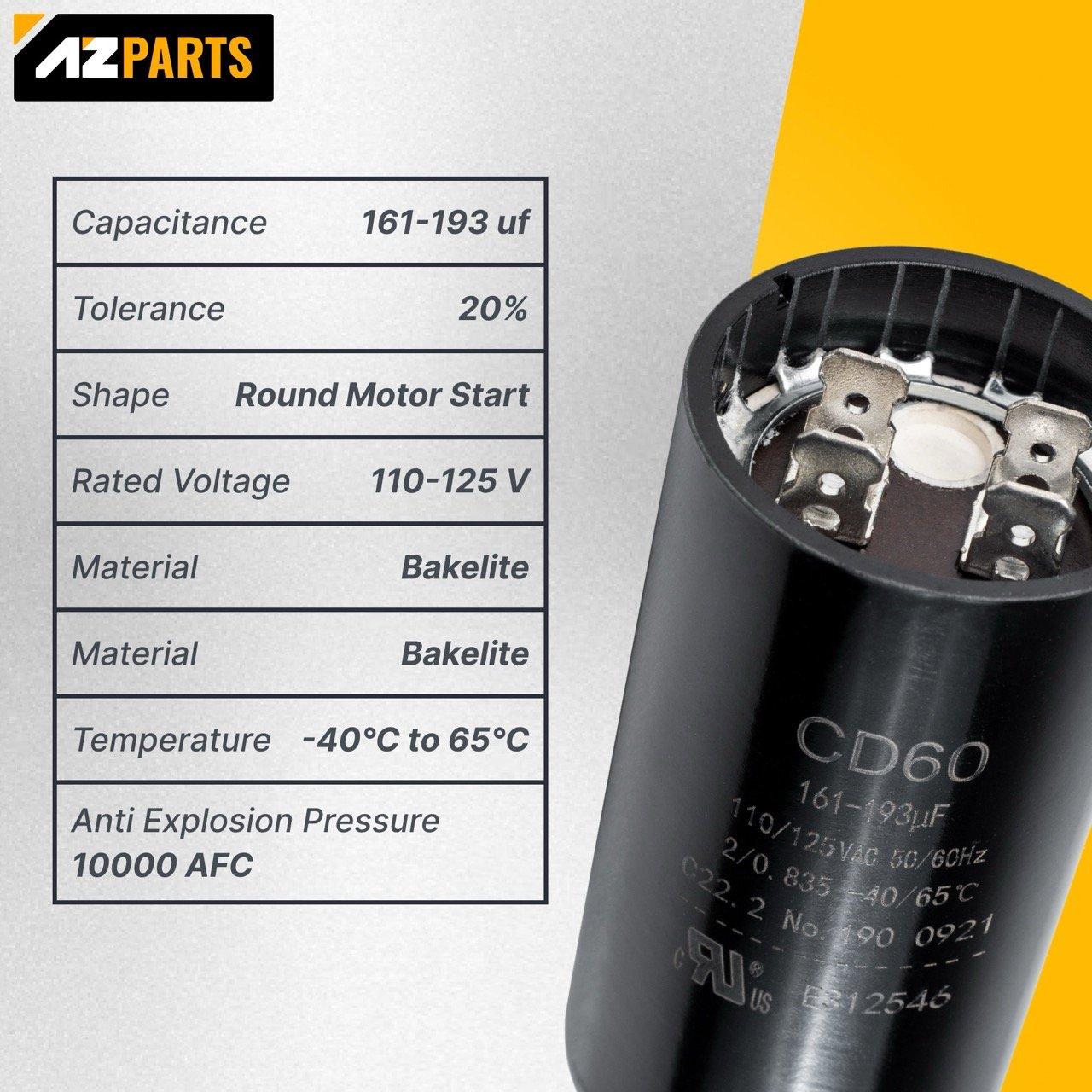 [2025 Upgraded] BlueStars 161-193 uF MFD 110-125 VAC Â±20% 50/60 Hz CD60 Round Motor Start Capacitor Replacement Part - Fit Single Phase AC Pool Pump or Well Pump - Lifetime Up to 30.000 Hours image 1