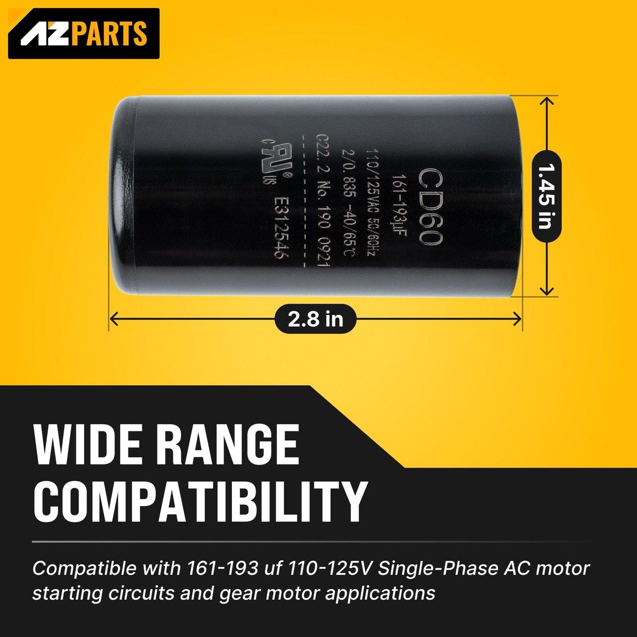 [2025 Upgraded] BlueStars 161-193 uF MFD 110-125 VAC Â±20% 50/60 Hz CD60 Round Motor Start Capacitor Replacement Part - Fit Single Phase AC Pool Pump or Well Pump - Lifetime Up to 30.000 Hours image 2