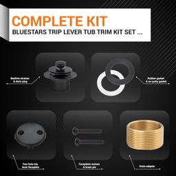 Lift & Turn Tub Trim Kit Set with Two-Hole Overflow Faceplate thumbnail 1