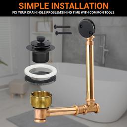 Lift & Turn Tub Trim Kit Set with Two-Hole Overflow Faceplate thumbnail 3