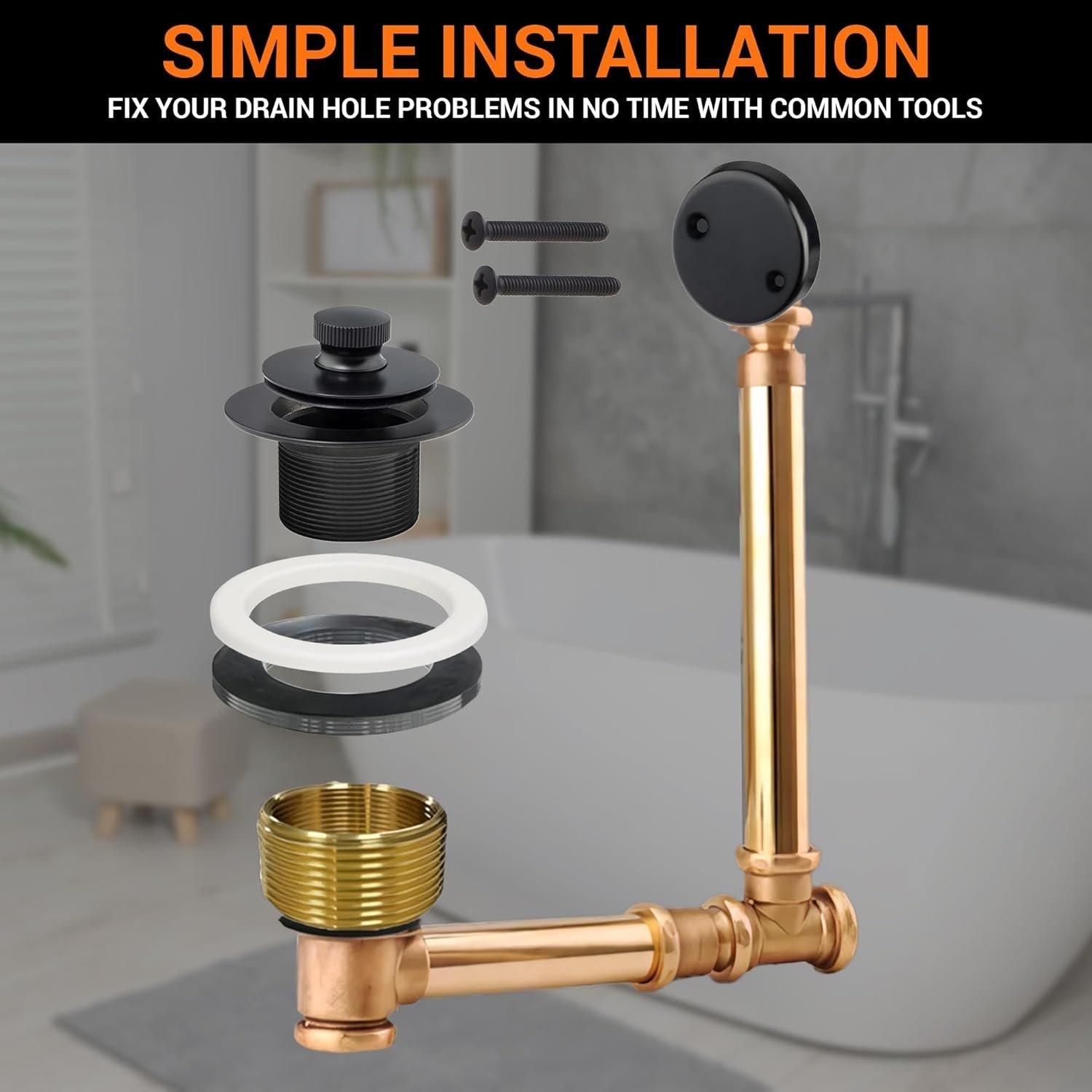 Lift & Turn Tub Trim Kit Set with Two-Hole Overflow Faceplate image 3