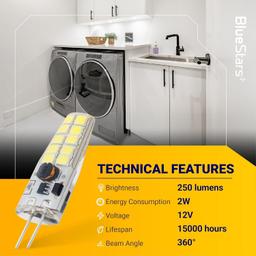 [Lifetime Warranty] G4 LED Bulb 2W Equivalent 30W Daylight 6000K 250Lm 360¬∞Beam Angle AC/DC 12V G4 Bi-Pin Base - T3 Halogen Bulb Replacement for Outdoor Landscape Lighting Chandeliers - Dimmable - Pack of 6 thumbnail 4