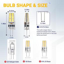 [Lifetime Warranty] G4 LED Bulb 2W Equivalent 30W Daylight 6000K 250Lm 360¬∞Beam Angle AC/DC 12V G4 Bi-Pin Base - T3 Halogen Bulb Replacement for Outdoor Landscape Lighting Chandeliers - Dimmable - Pack of 6 thumbnail 3