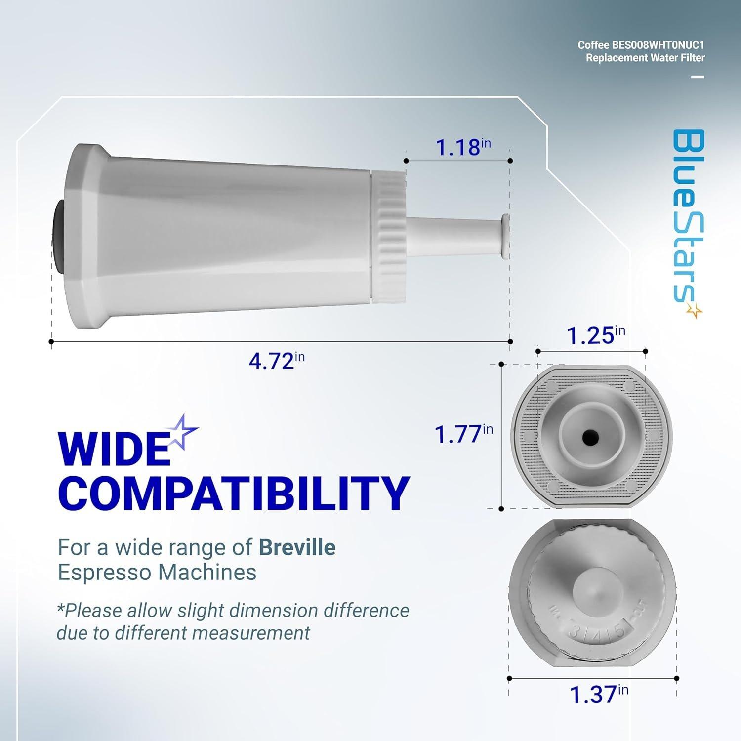 [Lifetime Warranty] BES008WHT0NUC1 Coffee Machine Water Filter - Compatible with BES880 Barista Touch, BES990 Oracle Touch BES980 Oracle & Bambino ClaroSwiss Sage Espresso Machine BES920 BES878 - Pack of 2 image 2
