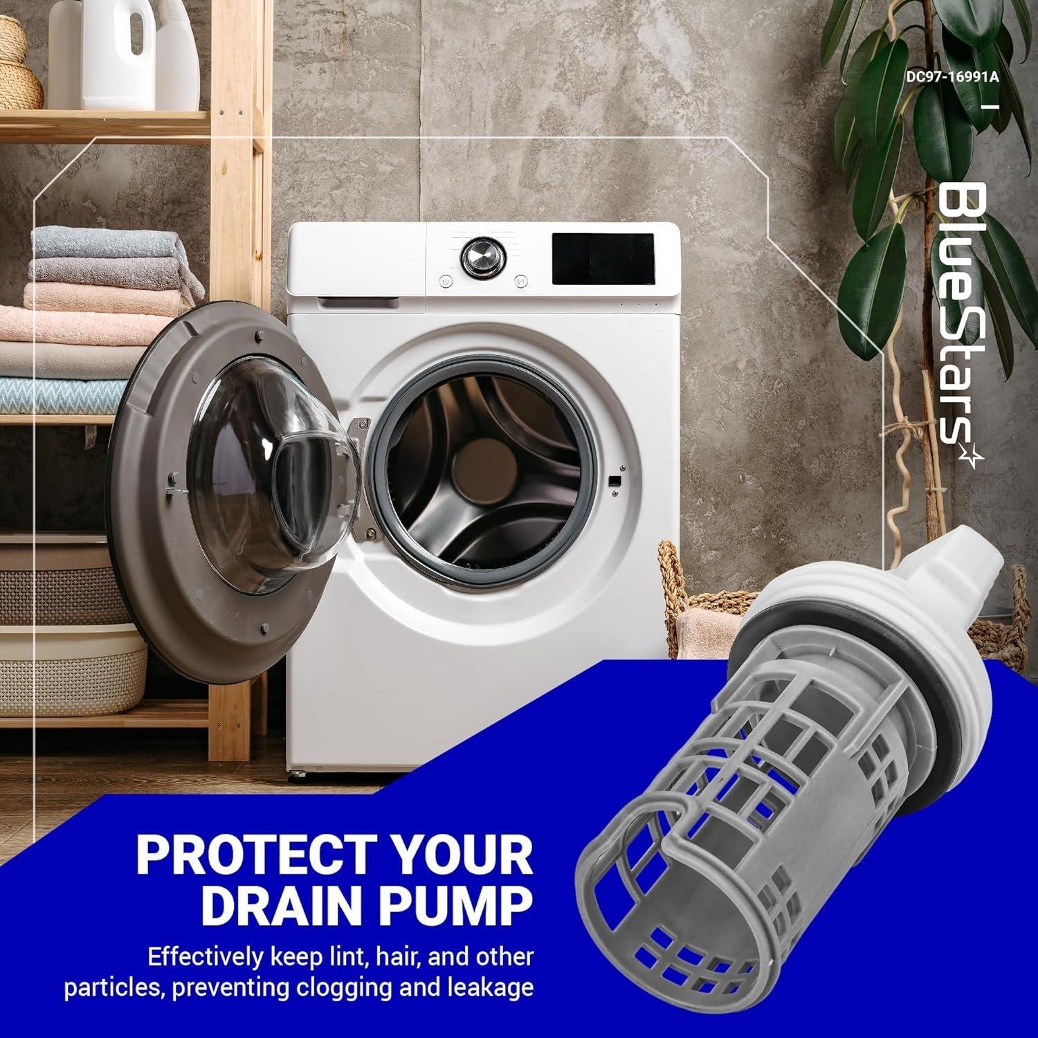 [Lifetime Warranty] DC97-16991A Washer Drain Pump Filter - Compatible with Samsung Washing Machines WF42H5600AW/A2 WF42H5000AW WF42H5000AW/A2 WF42H5600AP WF42H5600AP/A2 - Replaces 2813211 PS4222025 AP5586931 image 2