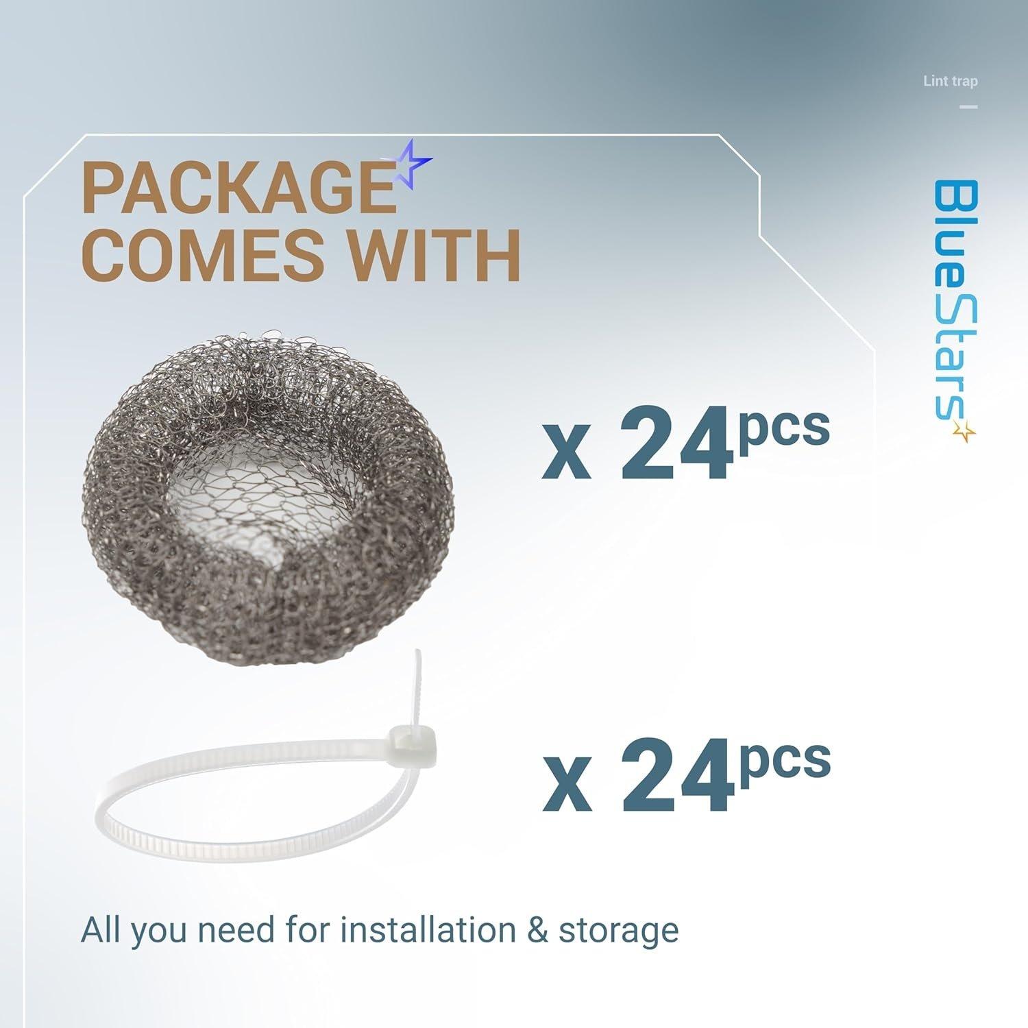 [Lifetime Warranty] Washing Machine Lint Traps with Cable Ties - Rust-Proof Stainless Steel Mesh Lint Snare Trap for Washer Hose Lint Catchers - Pack of 24 image 5