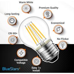 [Lifetime Warranty] G45 E26 Edison LED Filament Globe Bulb 120V 5W (60 Watt Equivalent) - Pack of 6 thumbnail 2