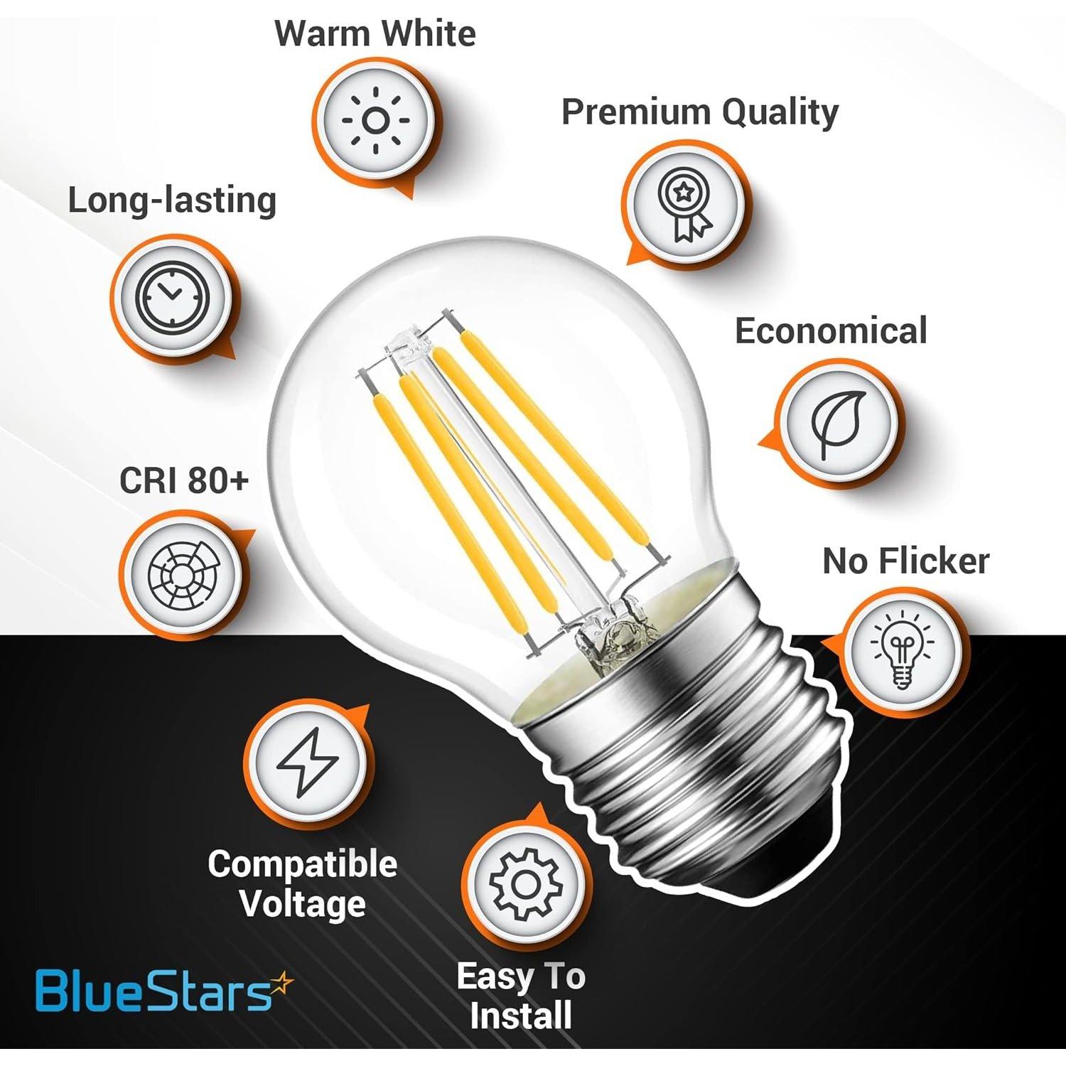 [Lifetime Warranty] G45 E26 Edison LED Filament Globe Bulb 120V 5W (60 Watt Equivalent) - Pack of 6 image 2