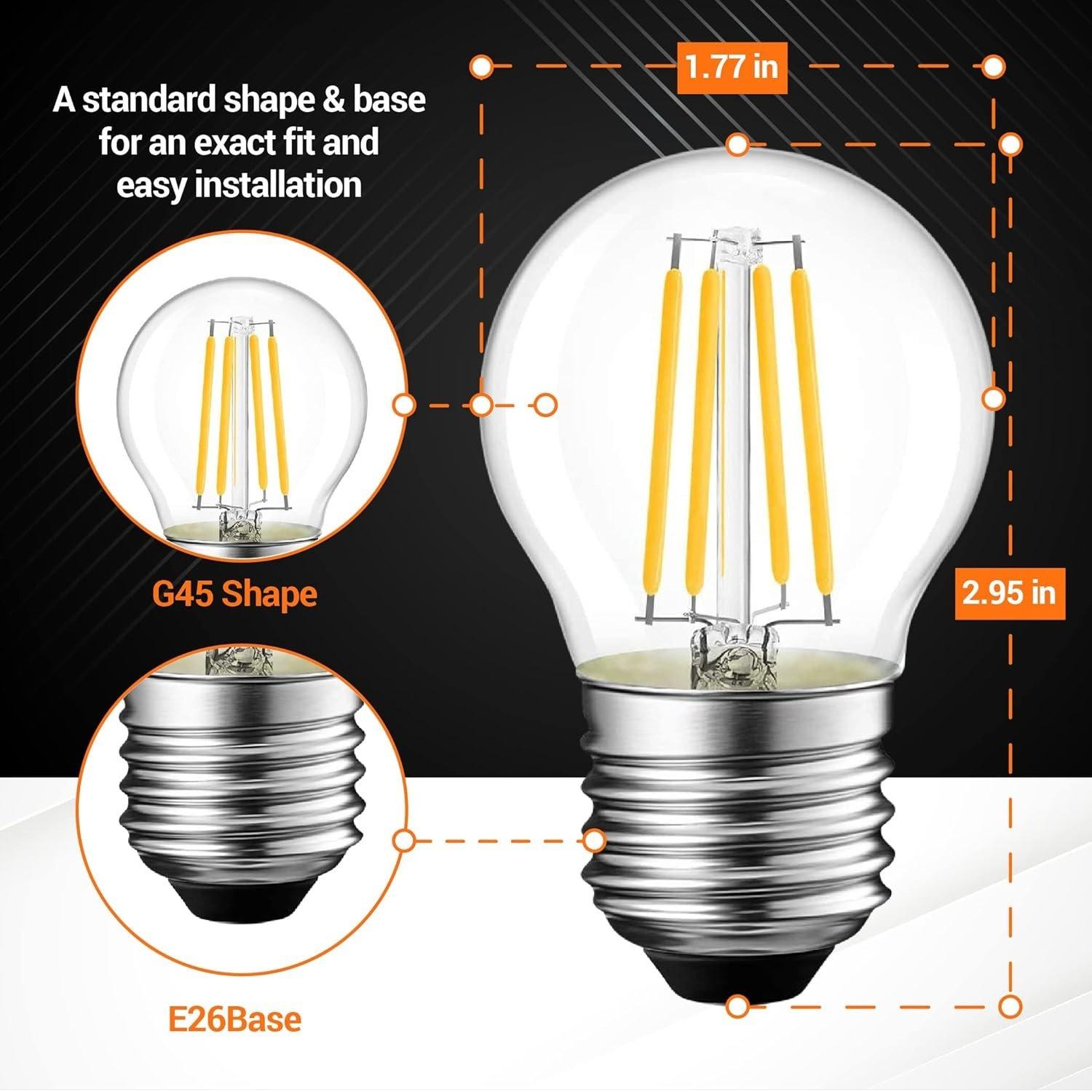 [Lifetime Warranty] G45 E26 Edison LED Filament Globe Bulb 120V 5W (60 Watt Equivalent) - Pack of 6 image 4