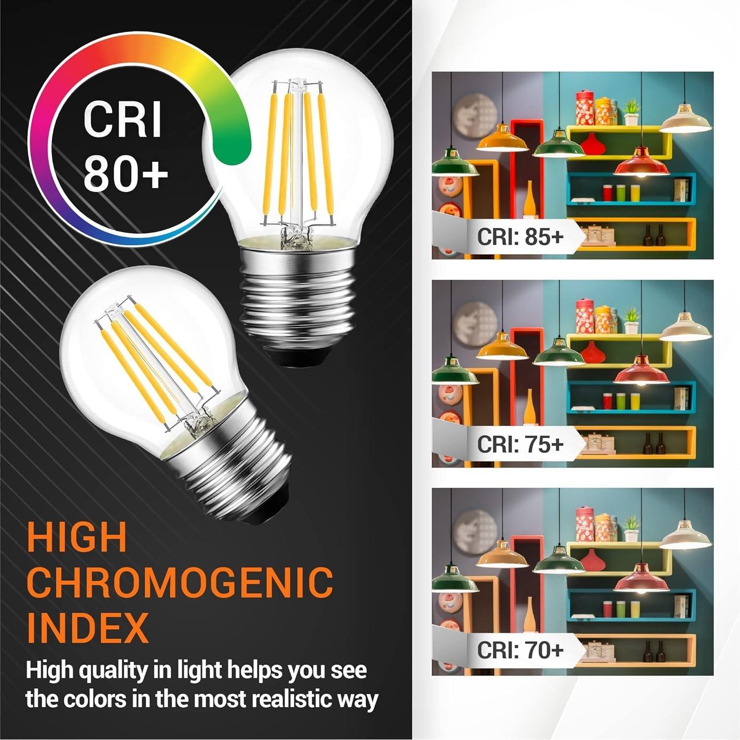 [Lifetime Warranty] G45 E26 Edison LED Filament Globe Bulb 120V 5W (60 Watt Equivalent) - Pack of 6 image 5