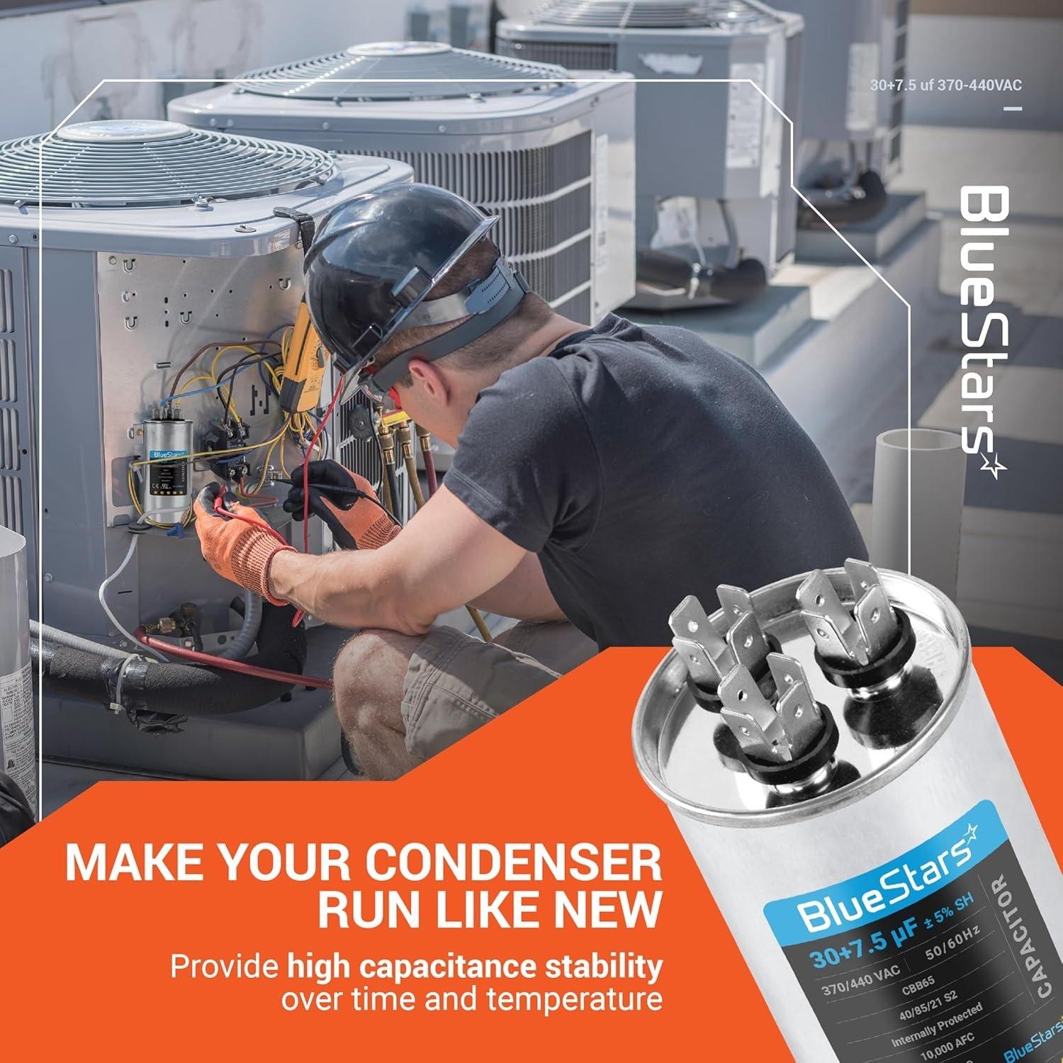 [Lifetime Warranty] 30+7.5 uF MFD Â±5% 370/440 VAC Dual Run Start Round Capacitor 50/60 Hz 10000AFC - Fits Condenser, Heat Pump image 8
