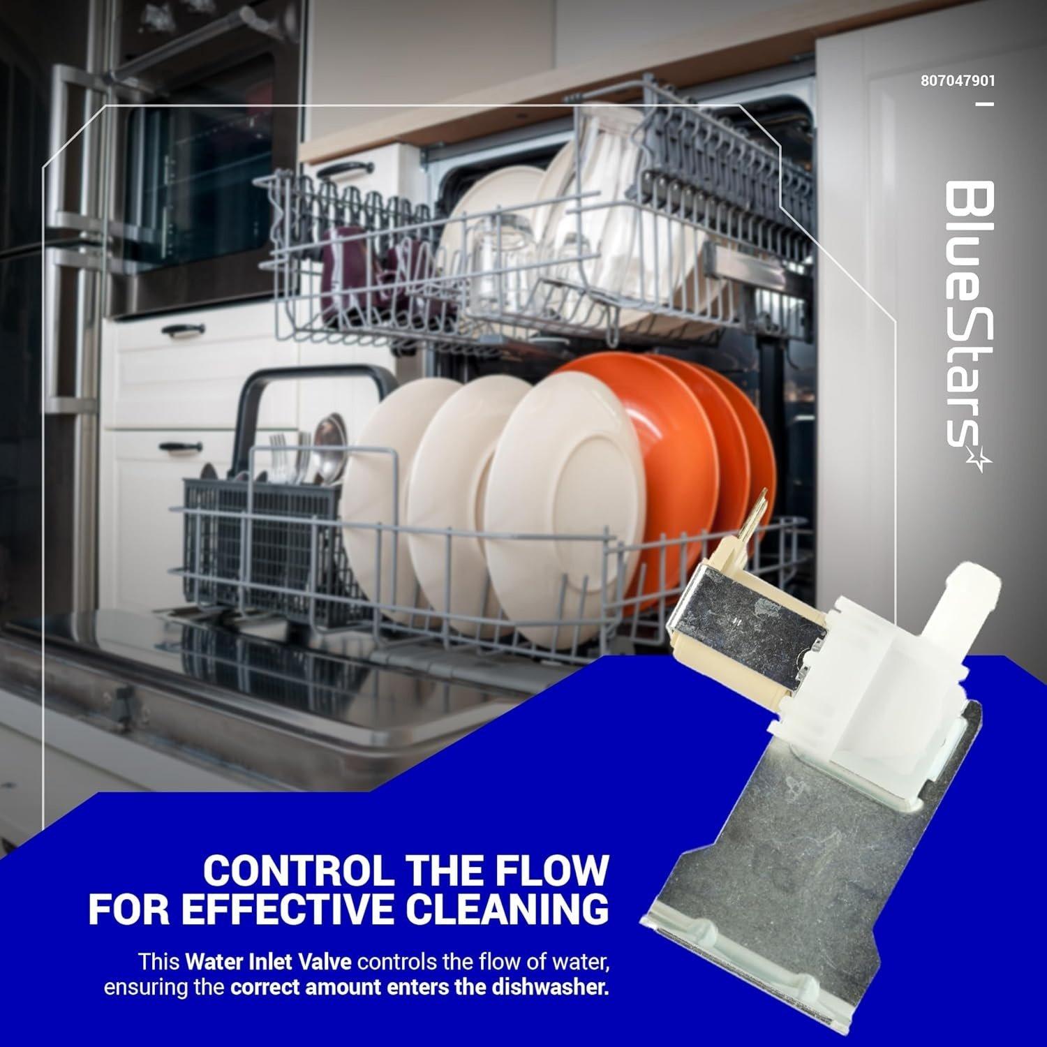[Lifetime Warranty] 807047901 Dishwasher Water Inlet Valve Replacement for Frigidaire & Kenmore Dishwashers FFCD2413US2A FGBD2438PB9B LFID2426TF0A - Replaces 33199020 3315025 AP5948913 PS986506 image 2