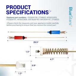 [Lifetime Warranty] WH16X10158 & WH16X10159 Washer Suspension Rod Set 28.5" - For GE, Hotpoint Washer GTWN4250D0WS GTWN4250D1WS HSWP1000M4WW GCWP1800D1WW - Replaces PS3654190 PS3654191 2754602 AP5632455 - Pack of 4 thumbnail 1