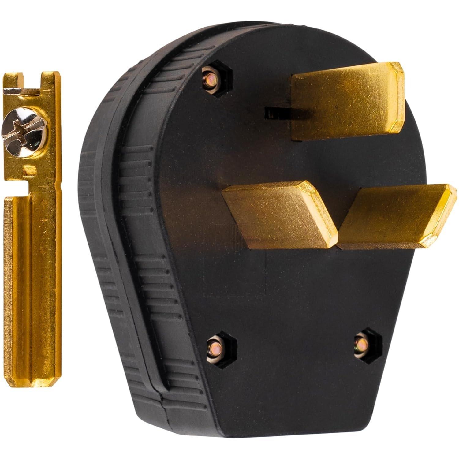 [Lifetime Warranty] NEMA 10-30P & NEMA 10-50P Interchangeable Straight Blade Angle Plug image 0