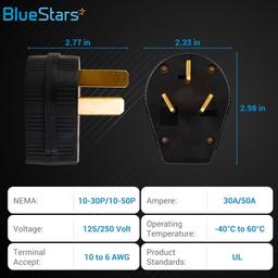 [Lifetime Warranty] NEMA 10-30P & NEMA 10-50P Interchangeable Straight Blade Angle Plug thumbnail 5
