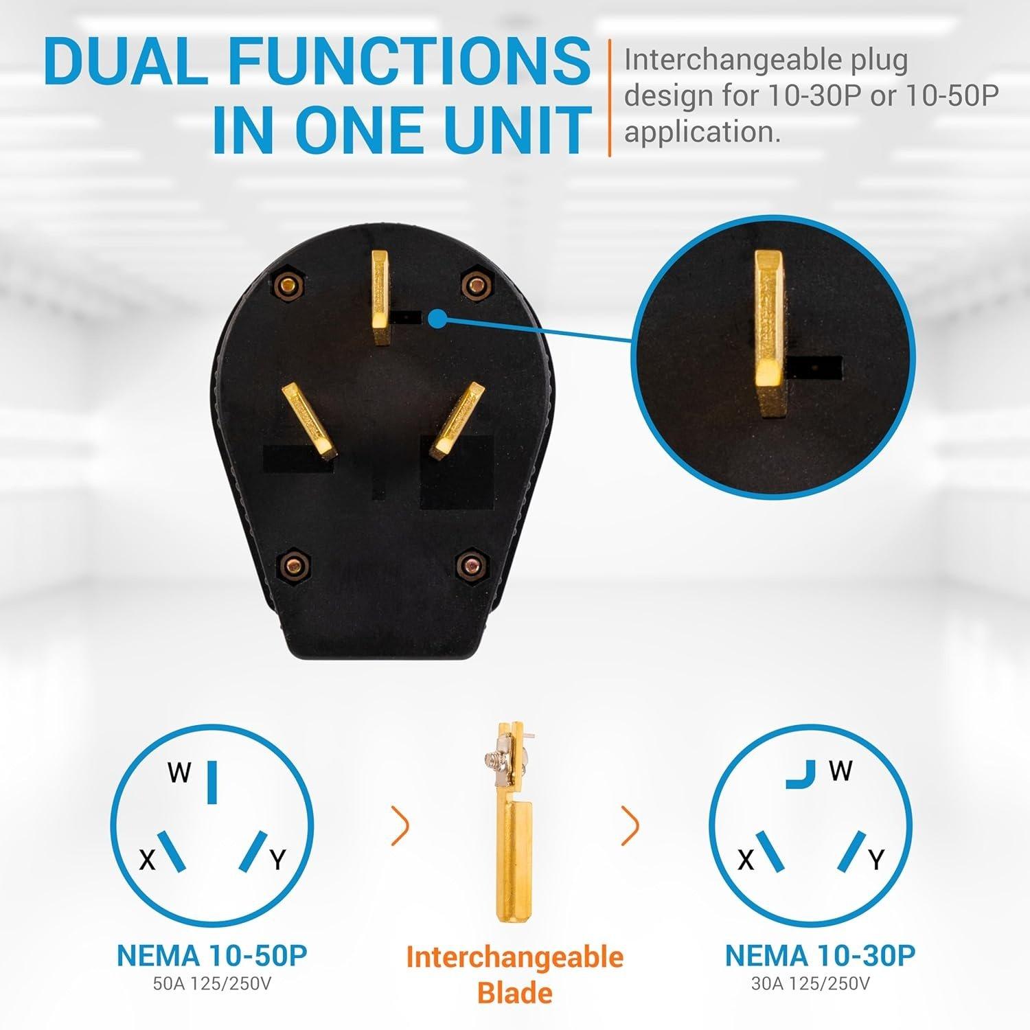 [Lifetime Warranty] NEMA 10-30P & NEMA 10-50P Interchangeable Straight Blade Angle Plug image 6