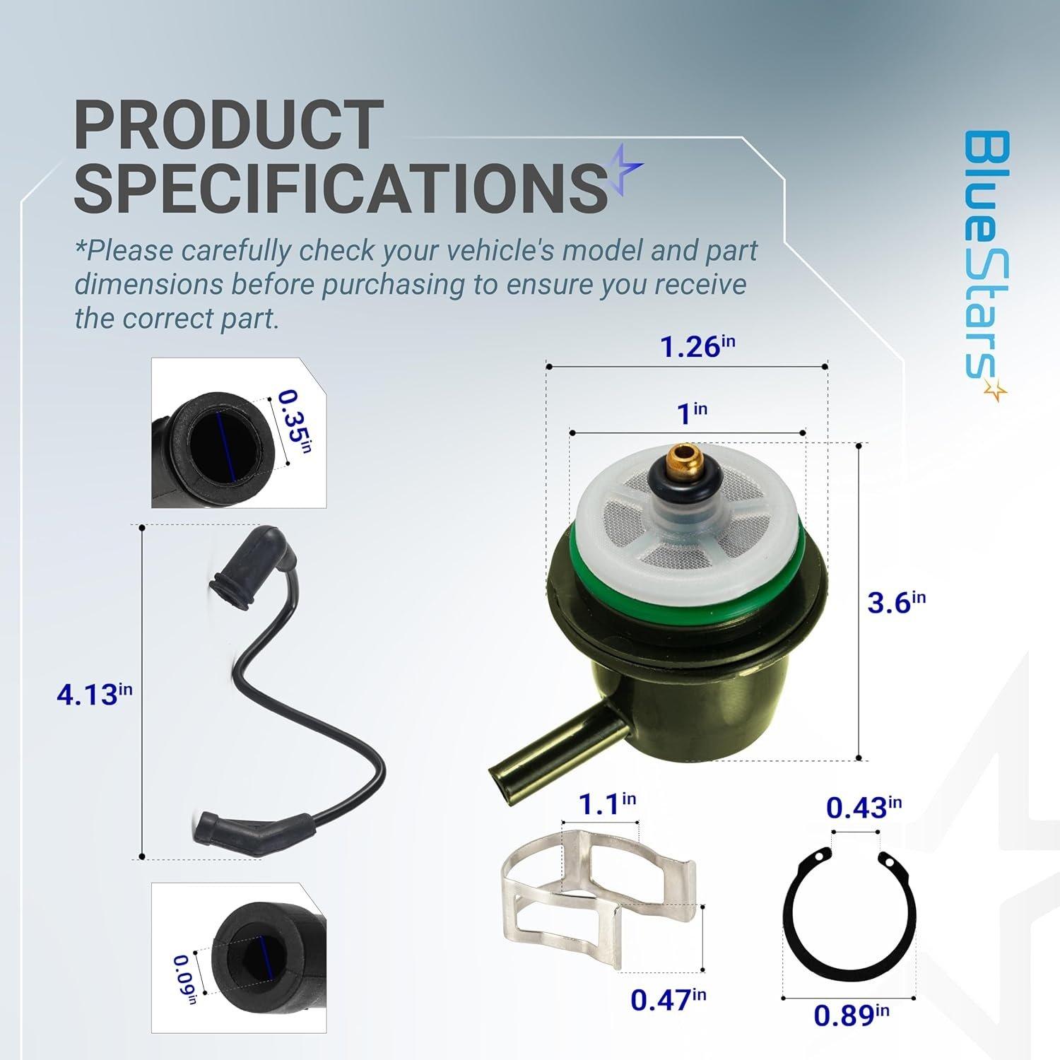 [Lifetime Warranty] 89060418 & 17113556 Fuel Injection Pressure Regulator with Vacuum Line image 3