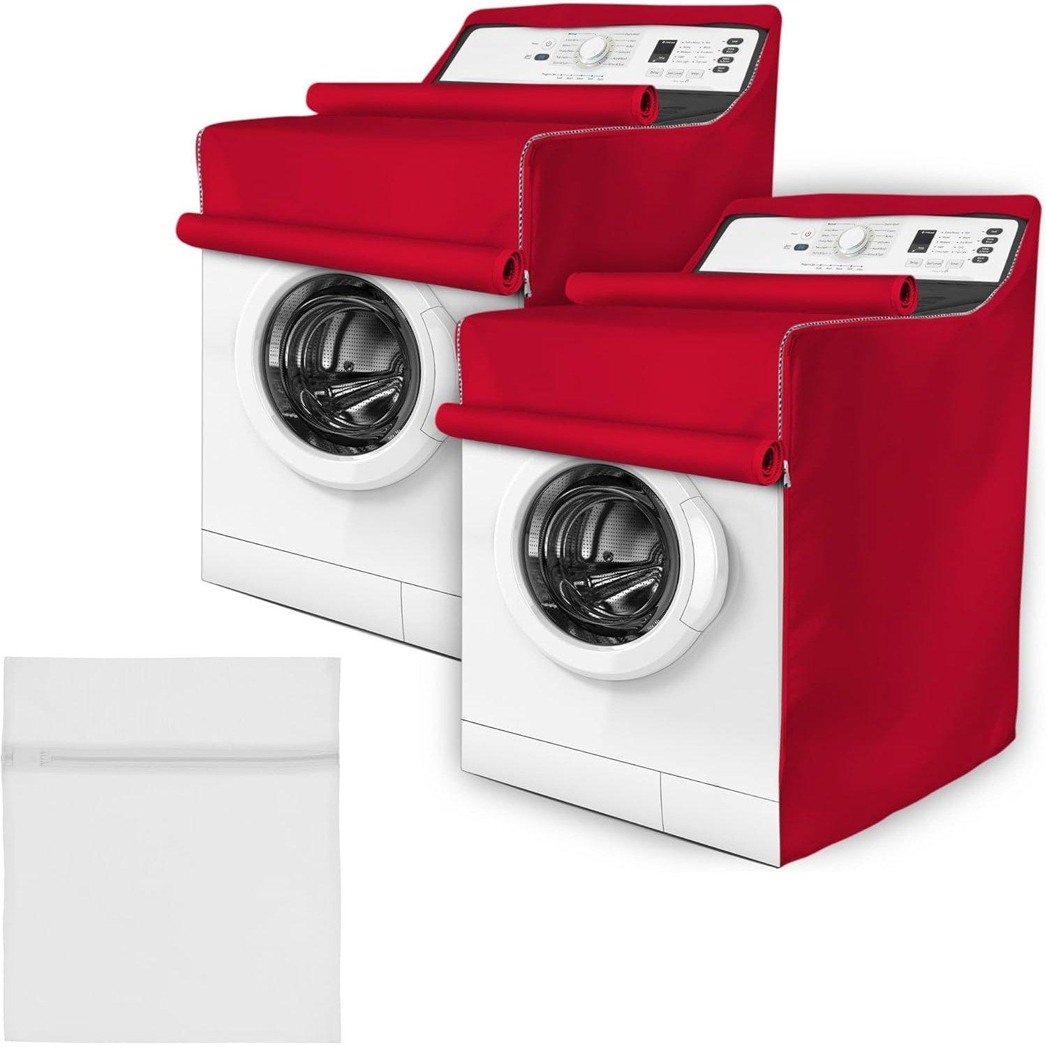 [Lifetime Warranty] Red Washing Machine Covers with Laundry Bag image 0