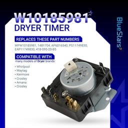 [Lifetime Warranty] W10185981 Dryer Timer - Compatible with Whirlpool Kenmore Crosley Amana Dryers - Replaces WPW10185981 1481704 AP6016540 PS11749830 EAP11749830 418-095-20-B5 thumbnail 4