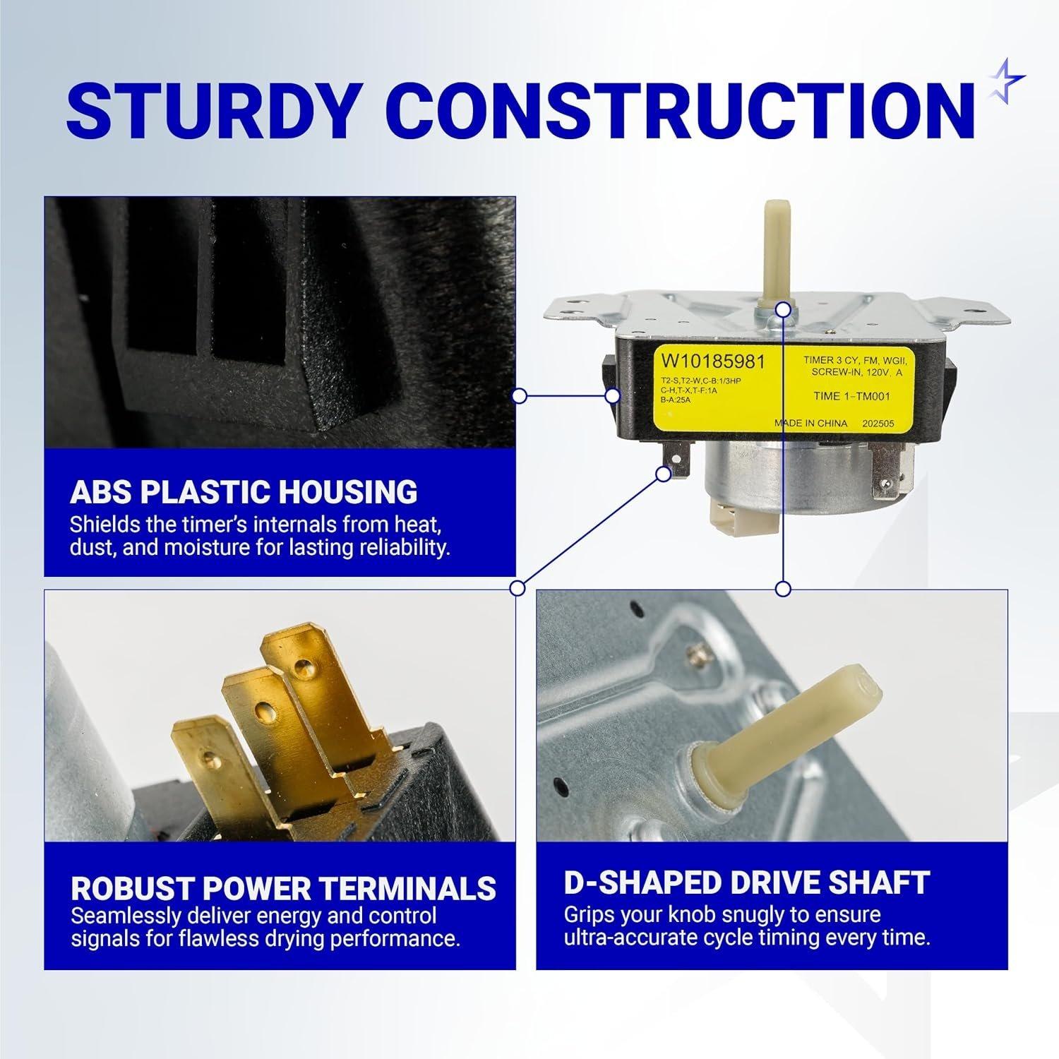 [Lifetime Warranty] W10185981 Dryer Timer - Compatible with Whirlpool Kenmore Crosley Amana Dryers - Replaces WPW10185981 1481704 AP6016540 PS11749830 EAP11749830 418-095-20-B5 image 7