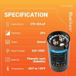 [Lifetime Warranty] 270-324 uF MFD 220-250 VAC Round Start Capacitor 50/60 Hz - Fits Electric Motor, OEM Single Phase Motor thumbnail 5