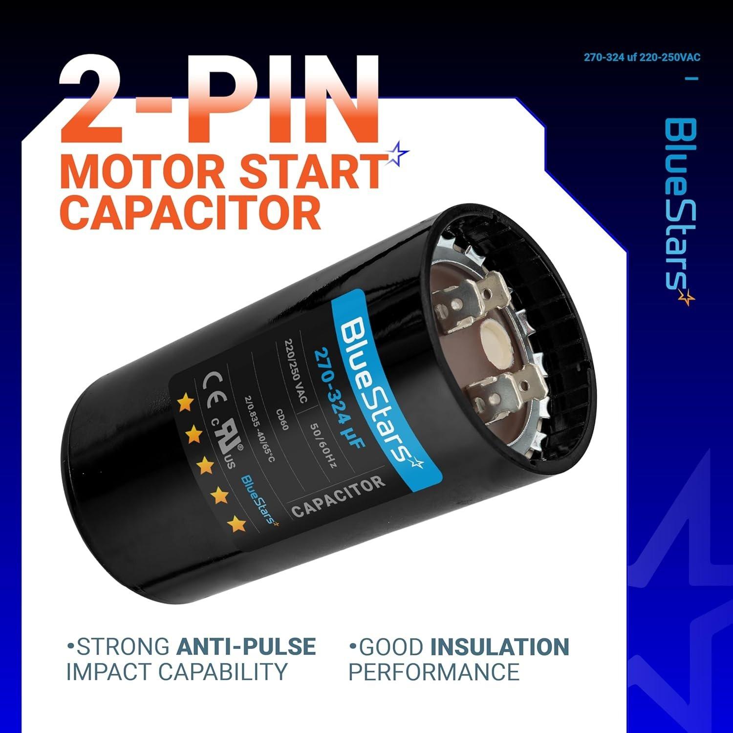 [Lifetime Warranty] 270-324 uF MFD 220-250 VAC Round Start Capacitor 50/60 Hz - Fits Electric Motor, OEM Single Phase Motor image 2