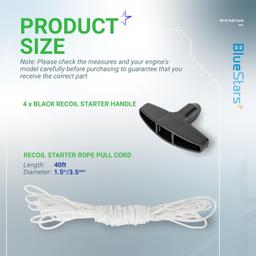 [Lifetime Warranty] Recoil Starter Rope 9/64 inch 3.5mm Pull Cord 40ft with 3 Pieces Starter Handle thumbnail 4