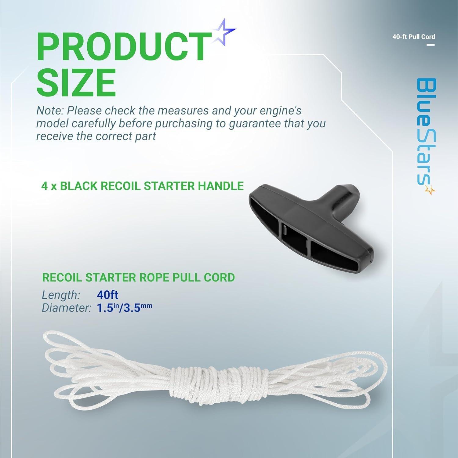 [Lifetime Warranty] Recoil Starter Rope 9/64 inch 3.5mm Pull Cord 40ft with 3 Pieces Starter Handle image 4