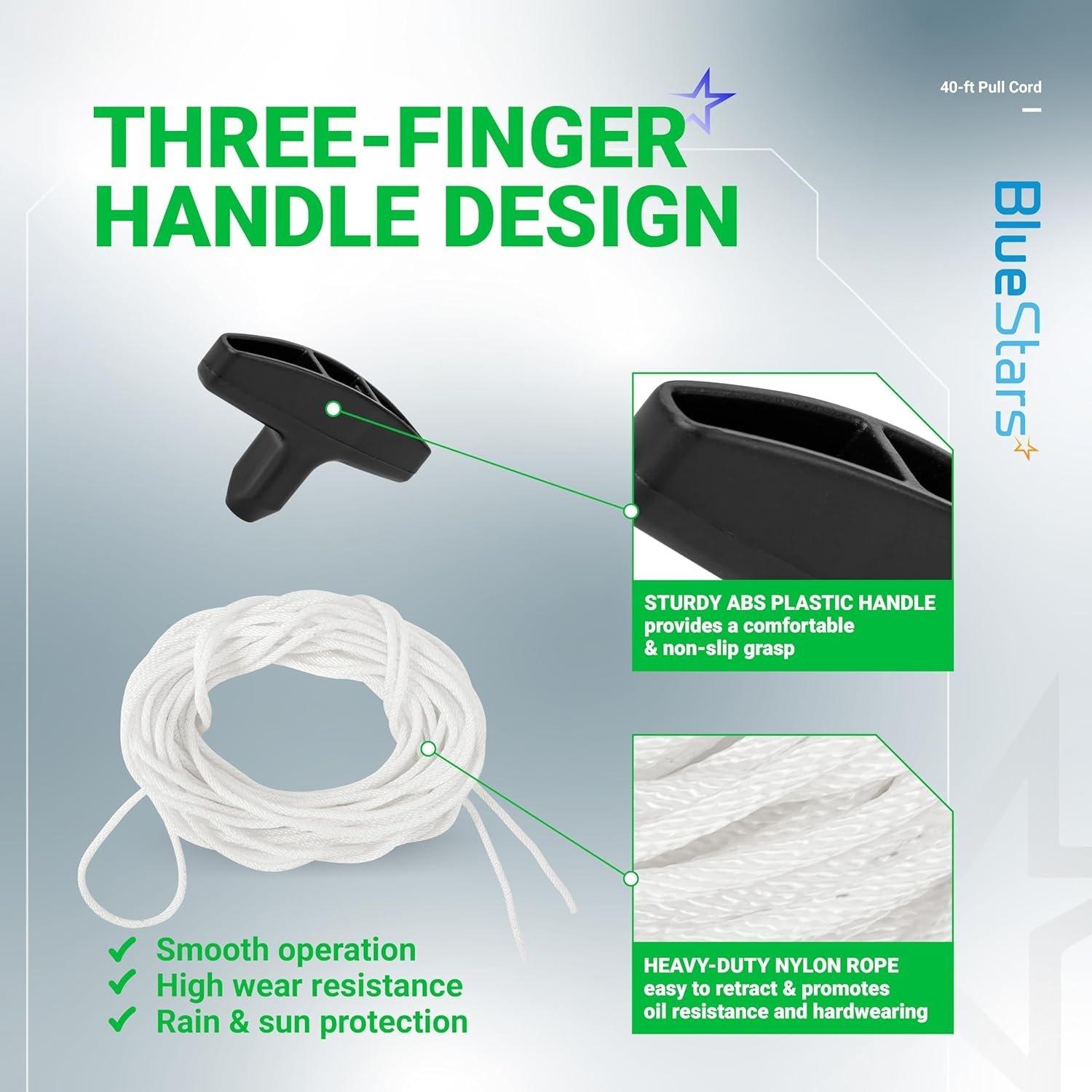 [Lifetime Warranty] Recoil Starter Rope 9/64 inch 3.5mm Pull Cord 40ft with 3 Pieces Starter Handle image 3