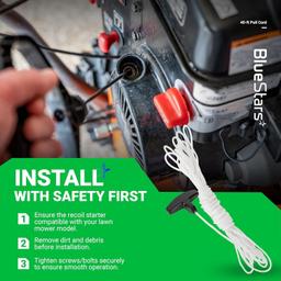 [Lifetime Warranty] Recoil Starter Rope 9/64 inch 3.5mm Pull Cord 40ft with 3 Pieces Starter Handle thumbnail 8