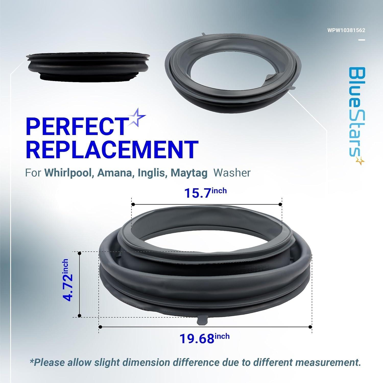 [Lifetime Warranty] WPW10381562 W10290499 Washer Door Boot Seal - Compatible with Maytag Whirlpool Front Load Washer WFW9150WW00 WFW9151YW00 WFW9250WW00 - Replaces W10381562 PS3632809 2229552 image 2