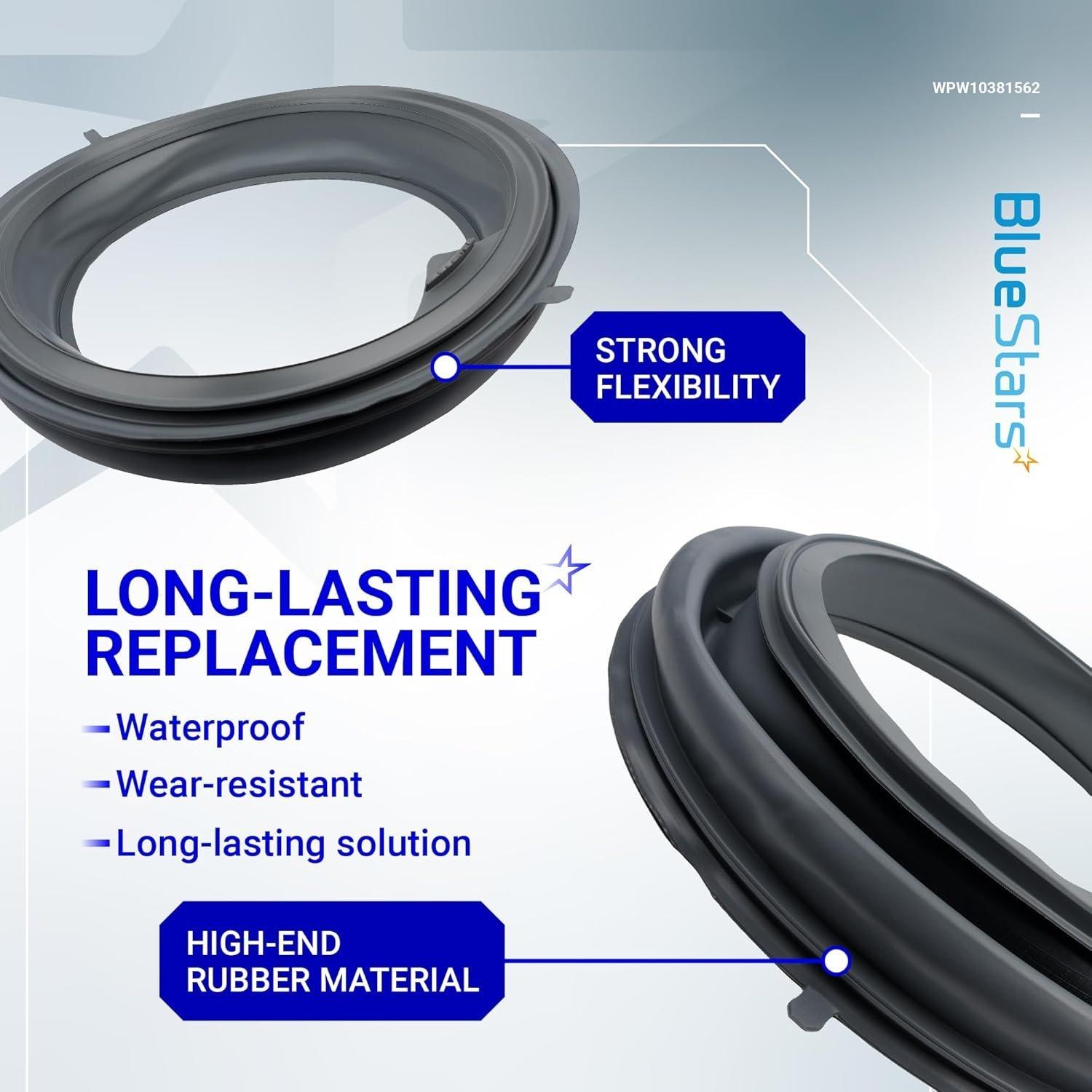 [Lifetime Warranty] WPW10381562 W10290499 Washer Door Boot Seal - Compatible with Maytag Whirlpool Front Load Washer WFW9150WW00 WFW9151YW00 WFW9250WW00 - Replaces W10381562 PS3632809 2229552 image 1