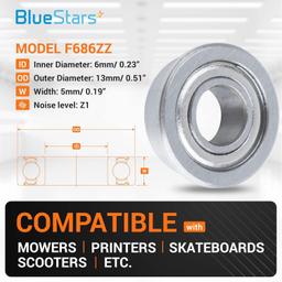 F686ZZ Flanged Ball Bearing 6x13x5mm - Pack of 10 thumbnail 6