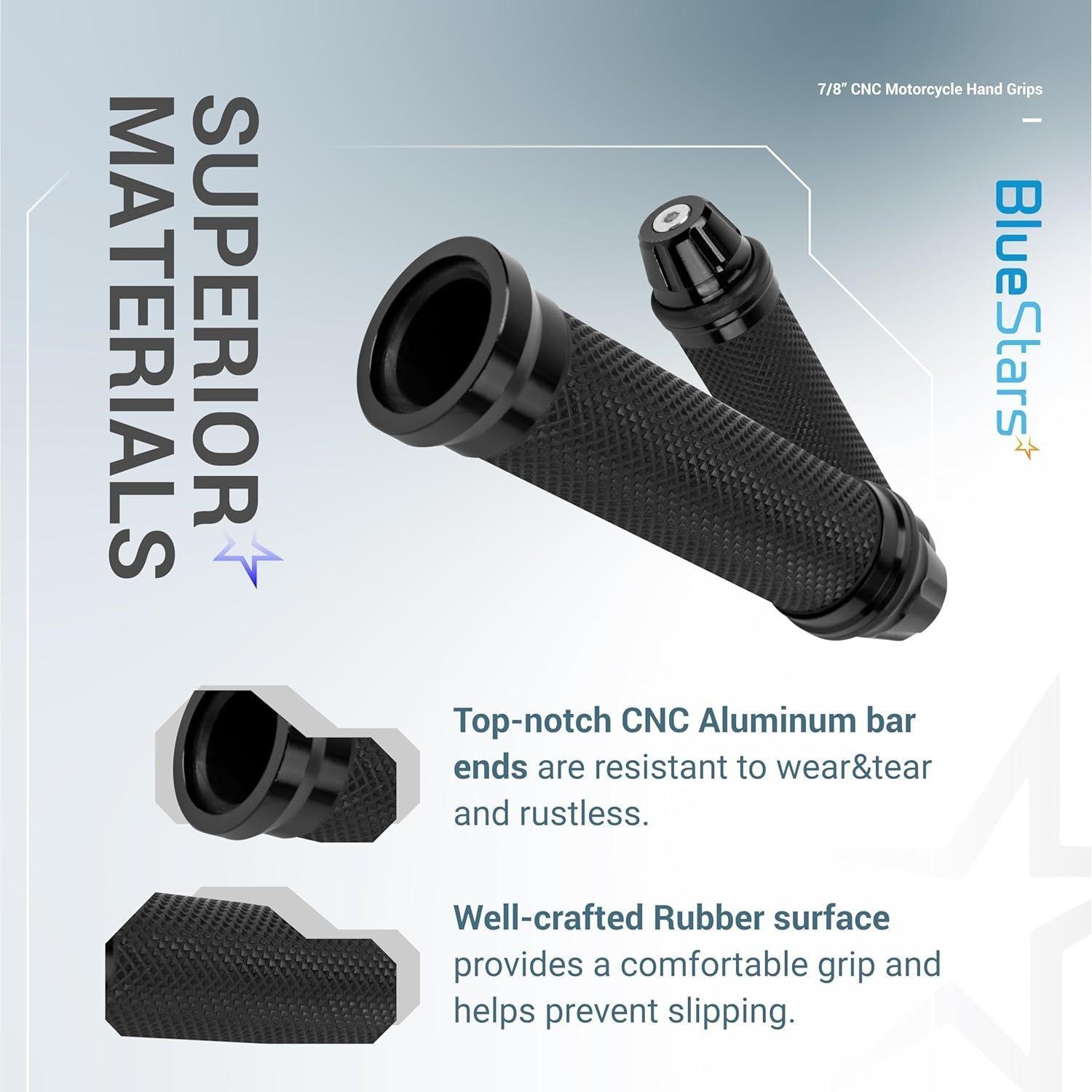 CNC Aluminum Rubber Motorcycle Hand Grips 7/8" Handlebars image 5